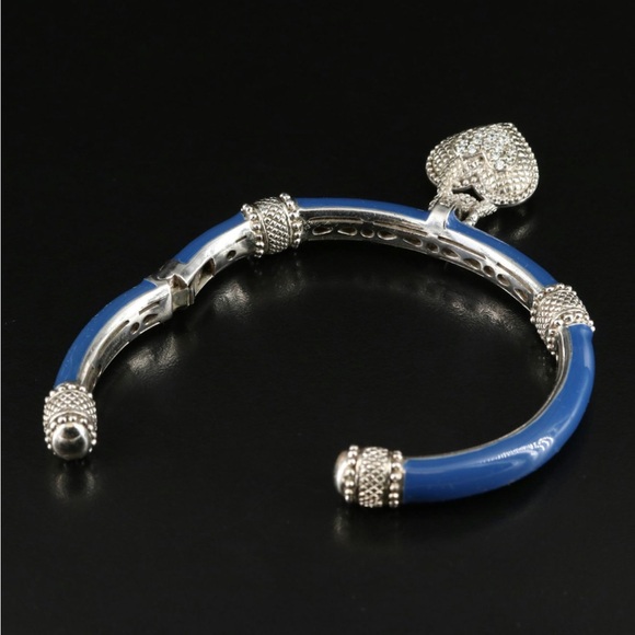 Judith Ripka Sterling Blue Enamel and CZ Bracelet - Picture 2 of 13